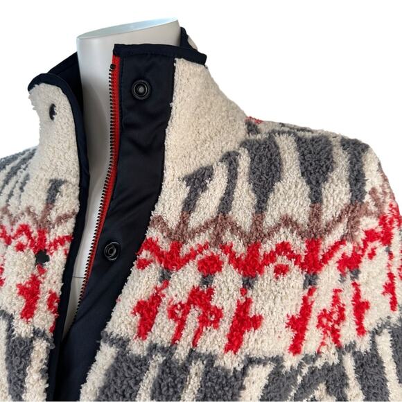 Anthropologie Sleeping on Snow Intarsia Sweater Jacket Size S Faire Isle - Picture 5 of 12